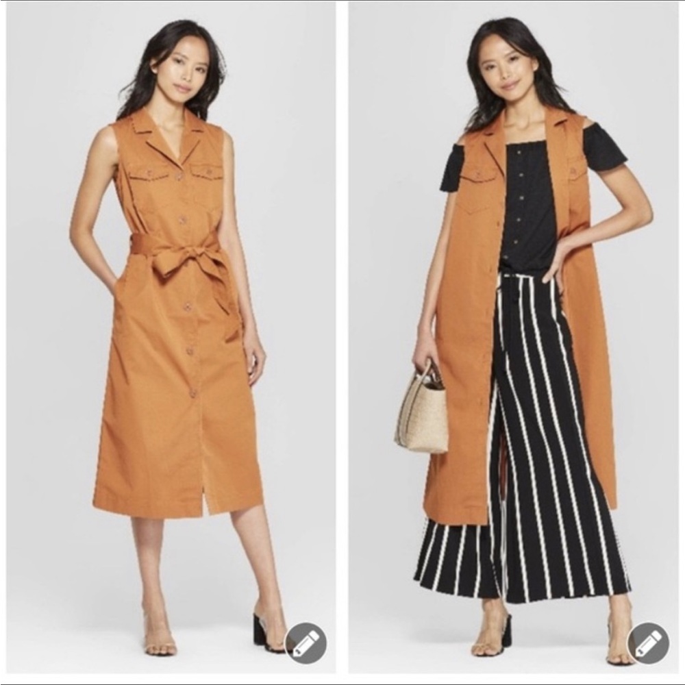 Who What Wear Burnt Orange Contemporary Business Casual Modern Dress M